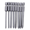 8pcs 75mm magnetic long hex cross head screwdriver bits set in S2 alloy steel with Phillips sizes PH0 PH1 PH2