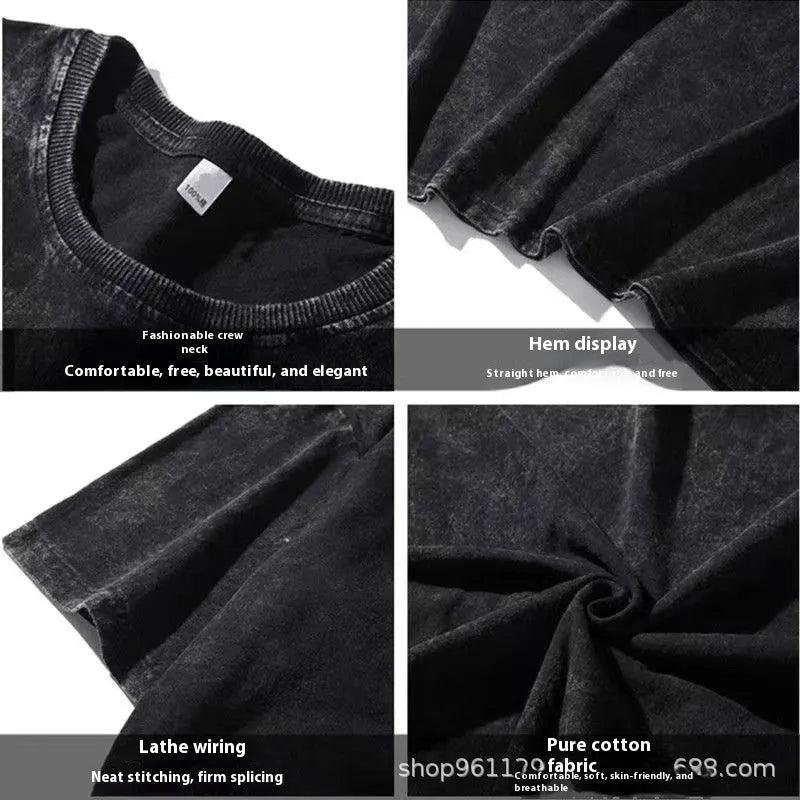 Men's character pattern printed cotton t-shirt with short sleeves and loose fit