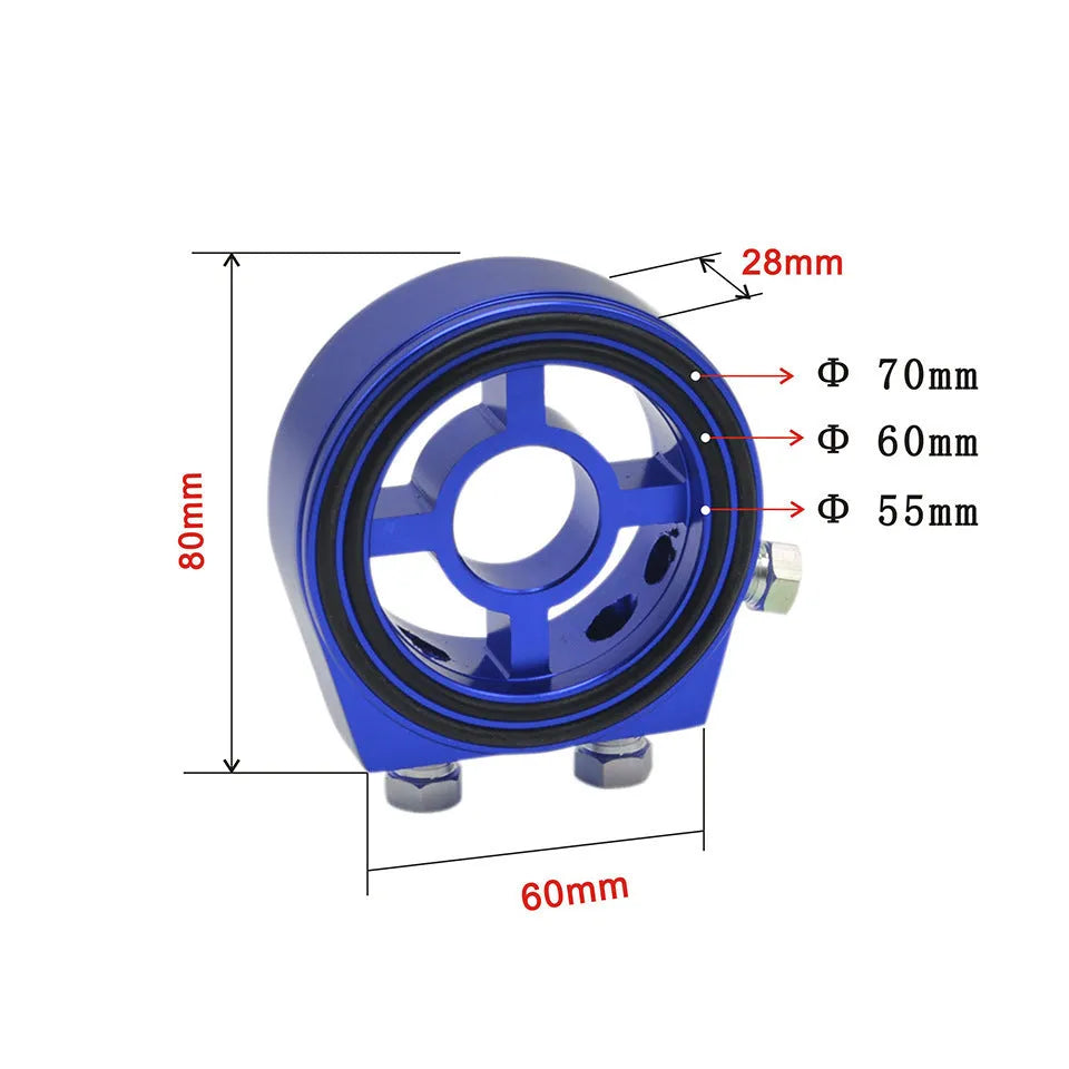 Universal oil pressure gauge adapter in aluminium alloy, multiple colour options on white background