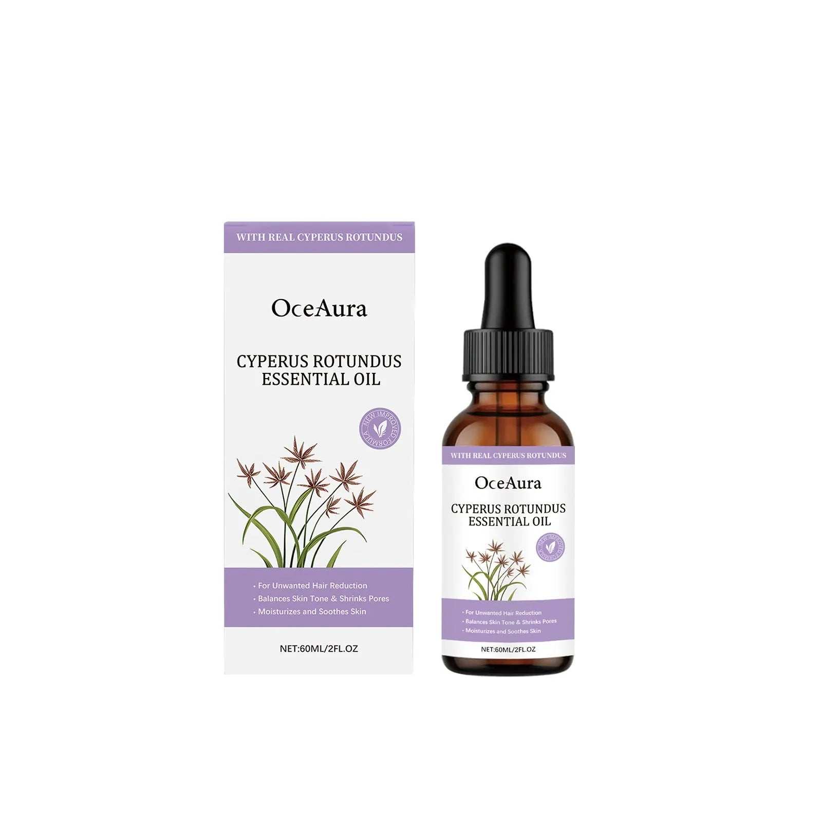 Fragrant hair removal treatment oil 60ml bottle with mint and lemon extracts for softening