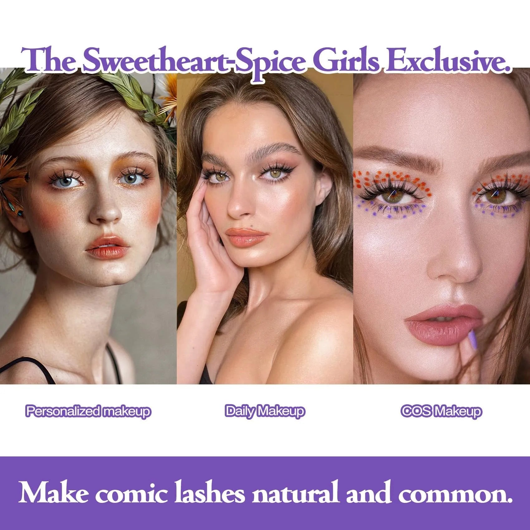 5 pairs anime manga lashes false eyelashes in natural wispy style with plastic black band