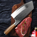 Stainless steel kitchen knife with ice-fire forged 40cr13 blade, 320mm total length, photo colour finish