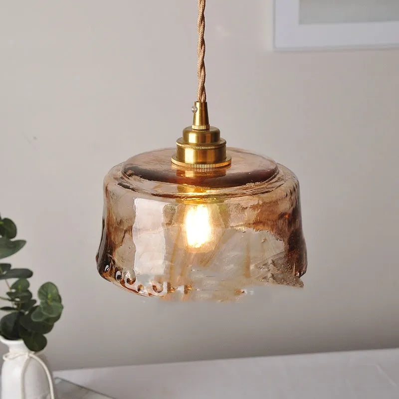 Nordic retro brass glass chandelier pendant light with 4W LED bulb for restaurant bar