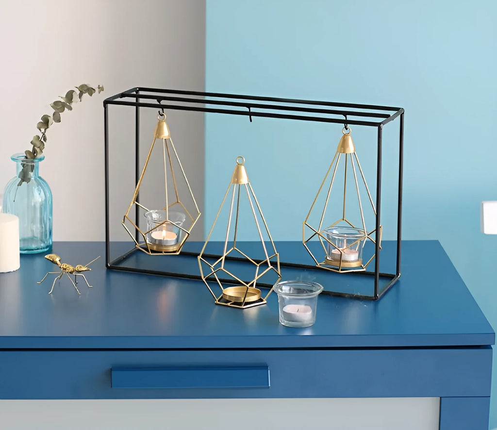 Nordic iron candle holder for block candles, available in single, double, or triple side-by-side styles