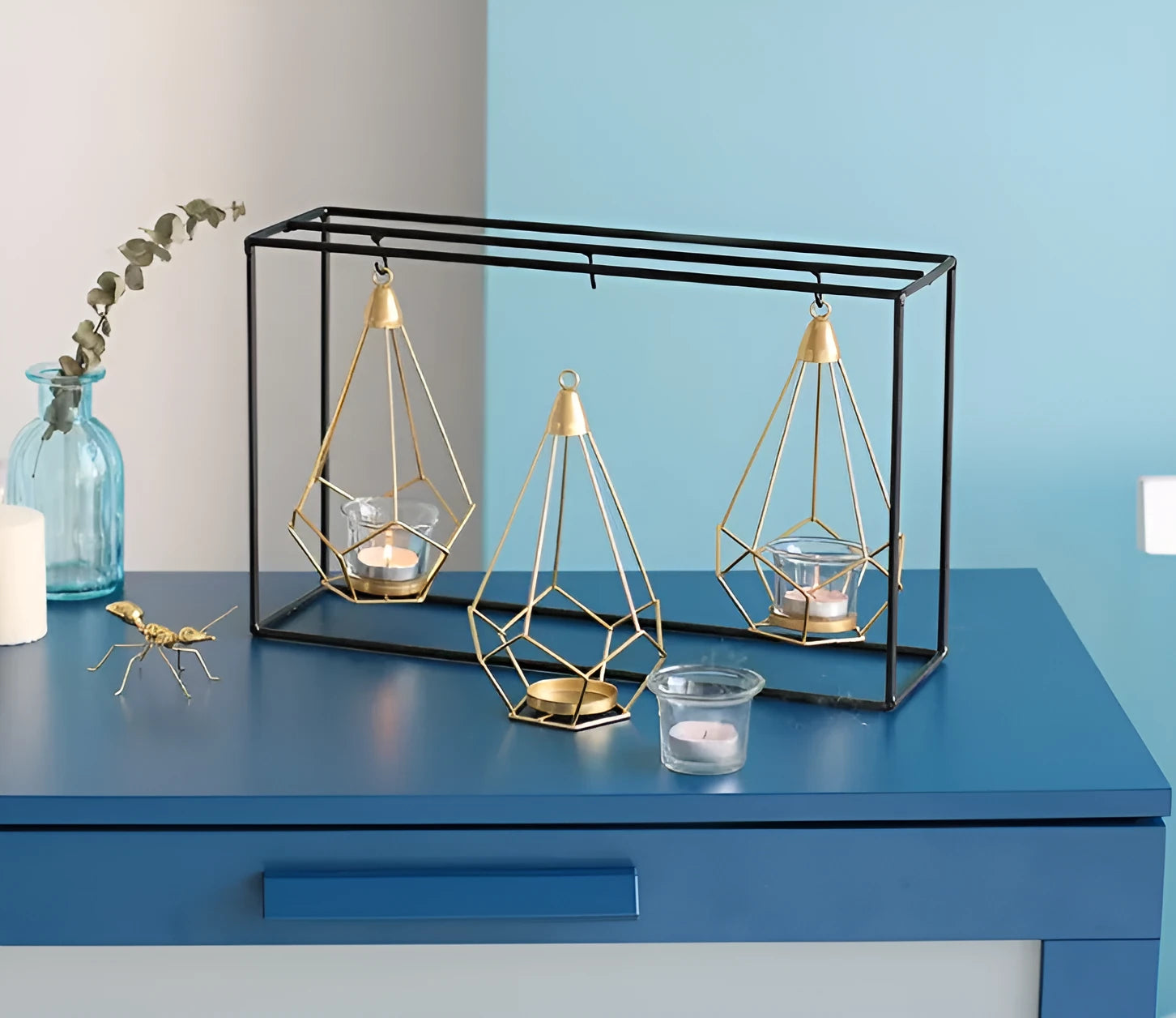 Nordic iron candle holder for block candles, available in single, double, or triple side-by-side styles
