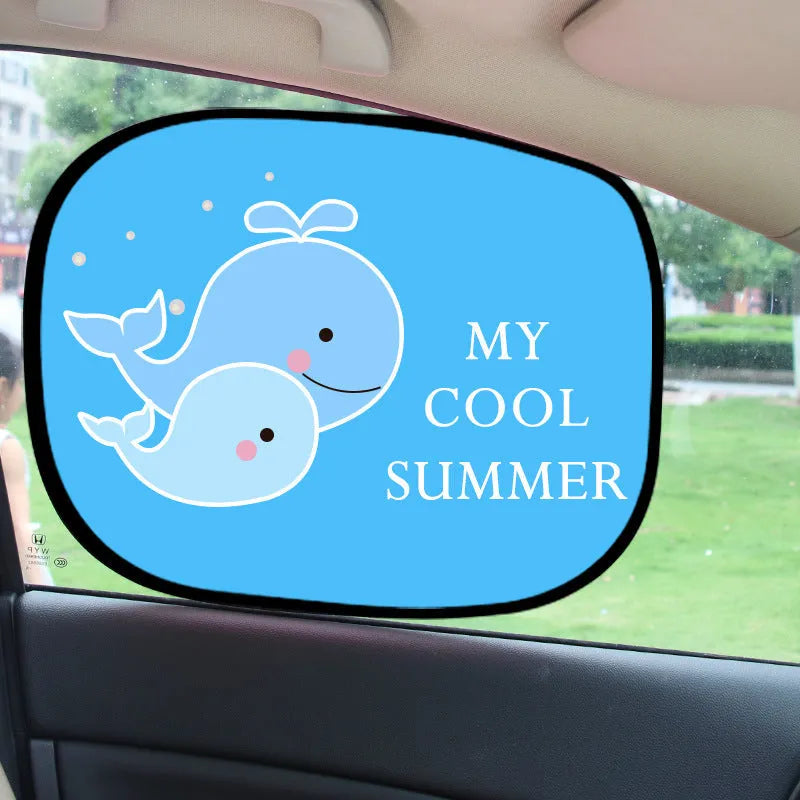 Electrostatic car side window sun shades with animal designs in nylon mesh
