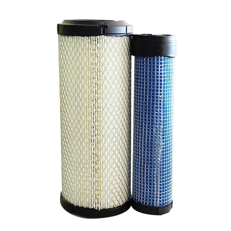 Donaldson 1027 straight head air filter showing pleated element with wood pulp filter paper and mesh.