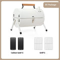 White round chimney oven portable grill with detachable components for frying and baking