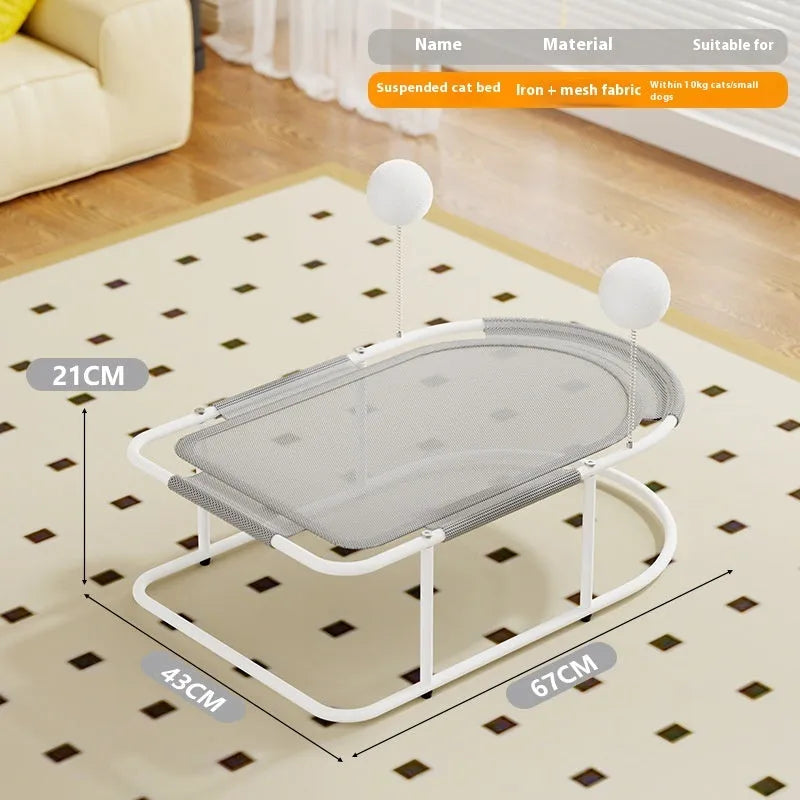 Breathable fabric cat kennel with bracket frame in gray yellow or linen style for indoor pet sleeping