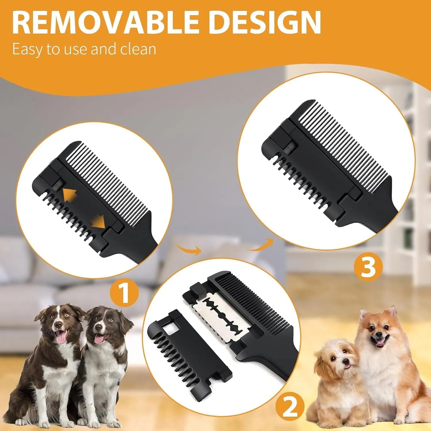 2-in-1 pet razor comb with comb and trimming blade for grooming dogs and cats