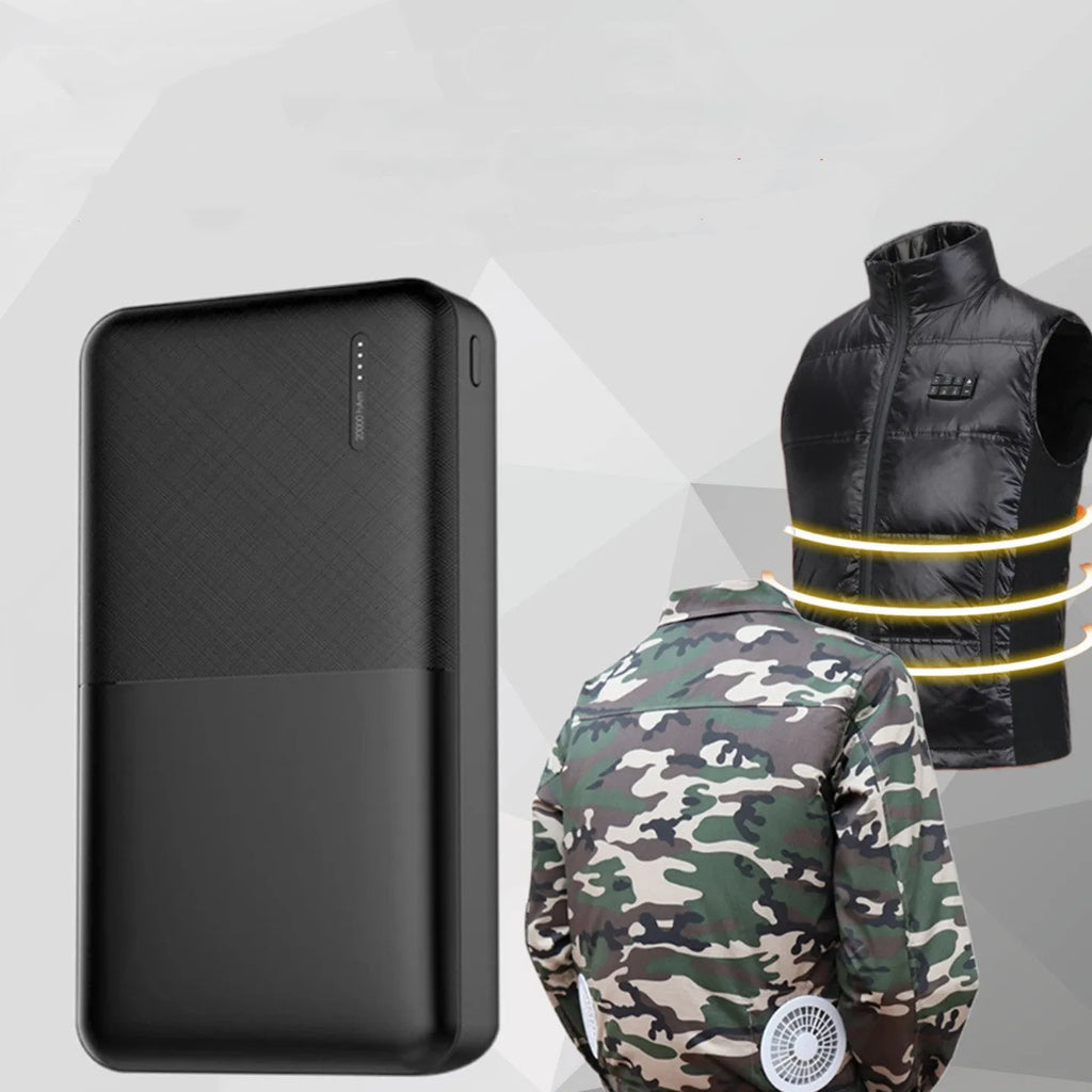 Large capacity 20000 mAh black power bank with polymer battery and multi-port output