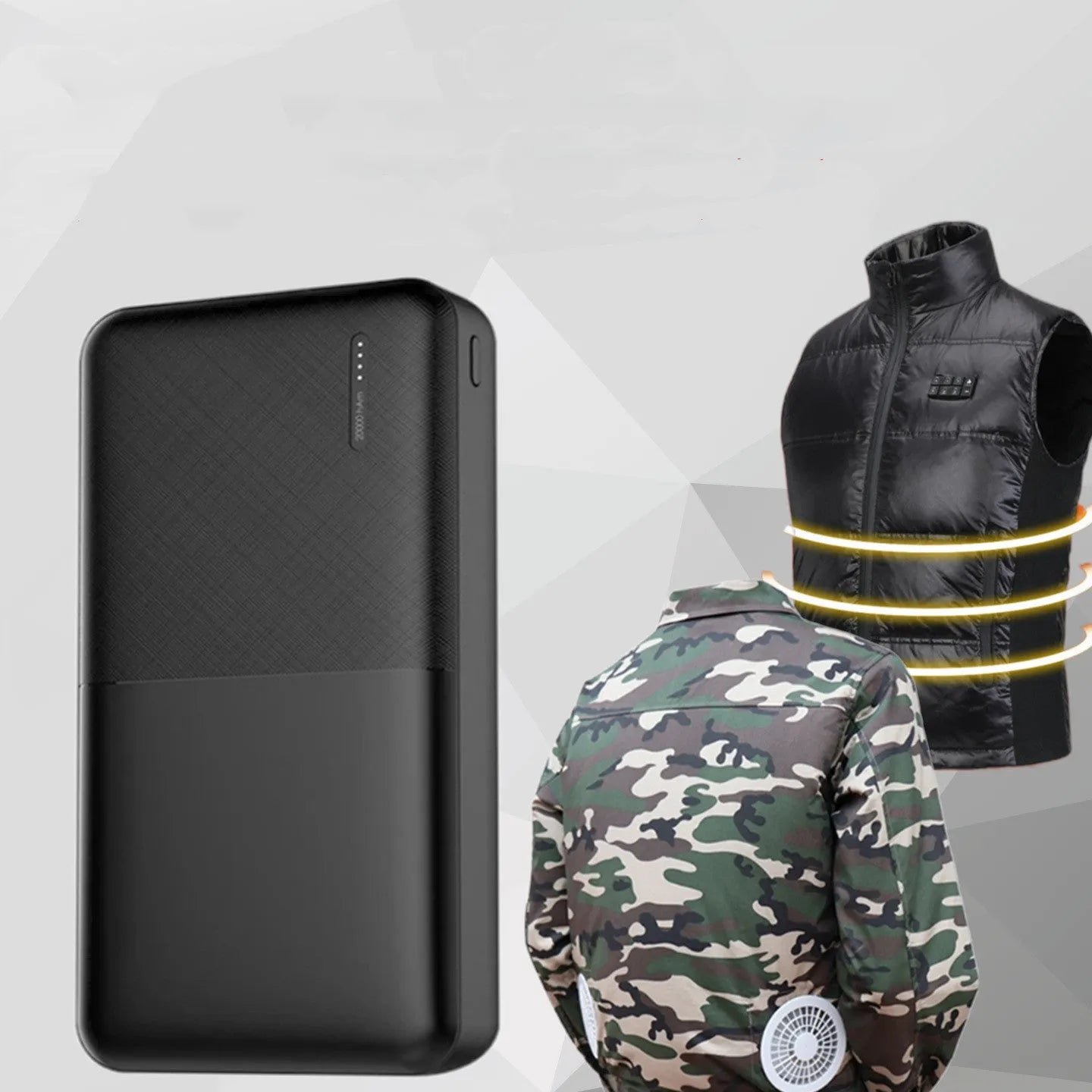 Large capacity 20000 mAh black power bank with polymer battery and multi-port output
