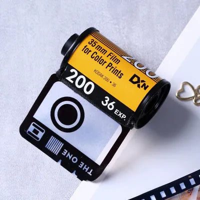Memory colour film album in Kodak yellow wooden box with matching tote bag