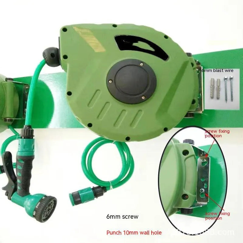 Automatic retractable hose reel with 10 metre PVC pipe for water drums
