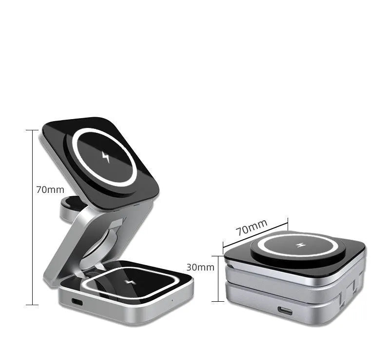 Three in one folding desktop wireless charging bracket with magnetic ring for Apple Samsung Google Pixel Watch