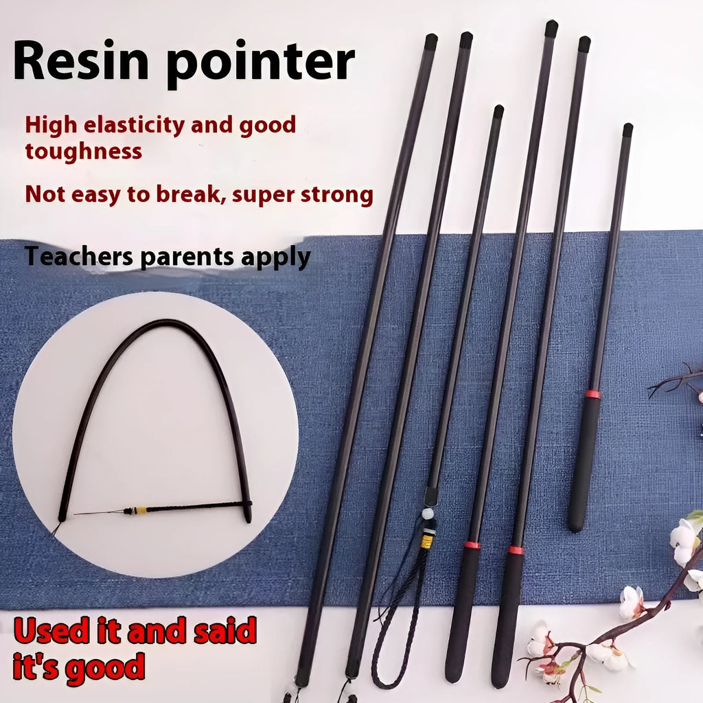 Clear resin measuring tape pointer tool showing hook design for securing tape.