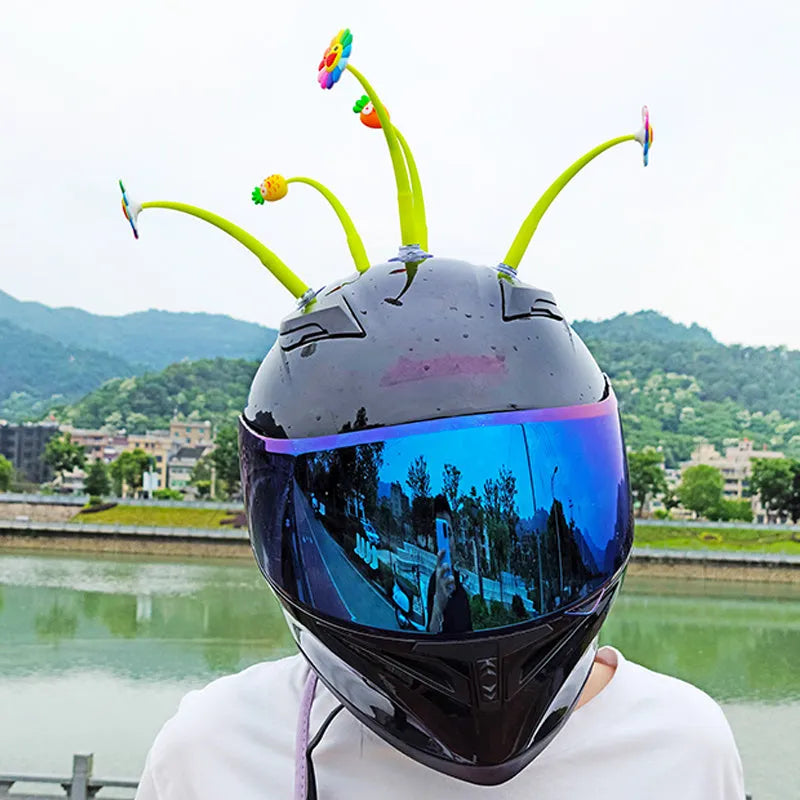 Yellow sunflower silicone decoration with suction cup for helmet customisation