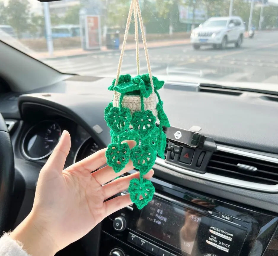 Creative car rearview mirror pendant in simple style, chemical fibre, 22cm long, available in six colours