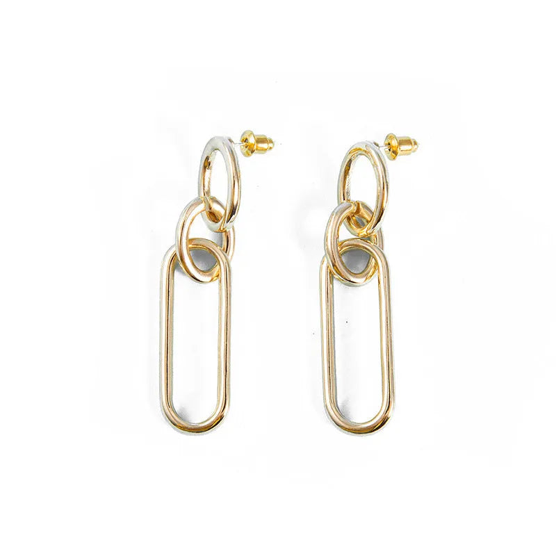 Geometric sterling silver needle coloured women's hoop earrings with ring and line design