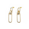 Geometric sterling silver needle coloured women's hoop earrings with ring and line design