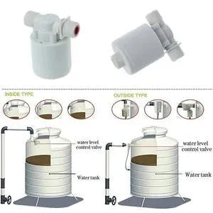 White nylon automatic float valve with 1 inch thread for water level control