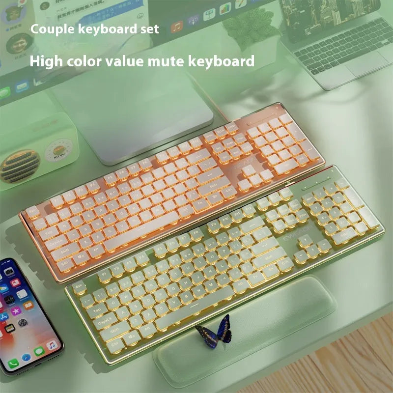 Prewalker V3 keyboard and mouse suit in retro green colour with mechanical feel keys