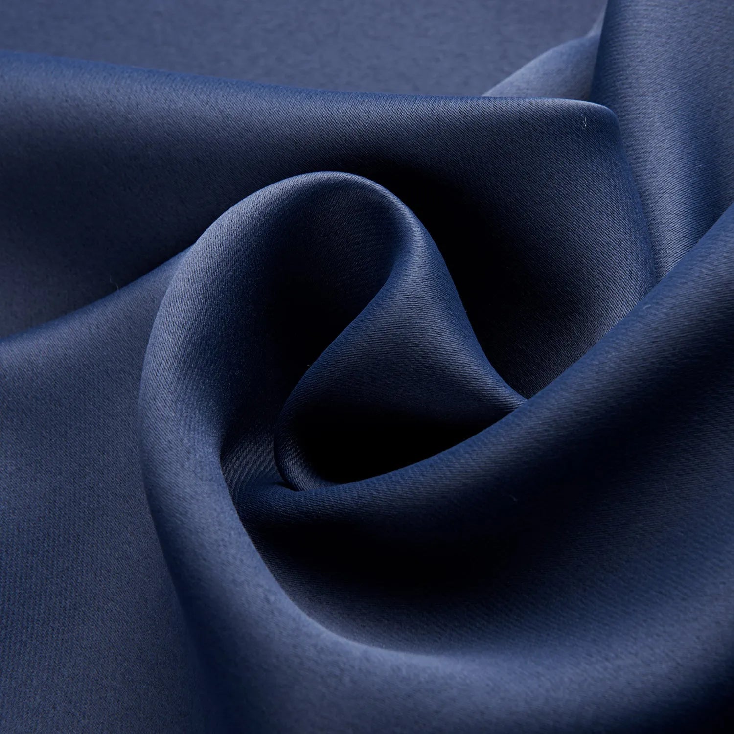 Dark blue printed blackout fabric curtain with perforated top, 140cm width