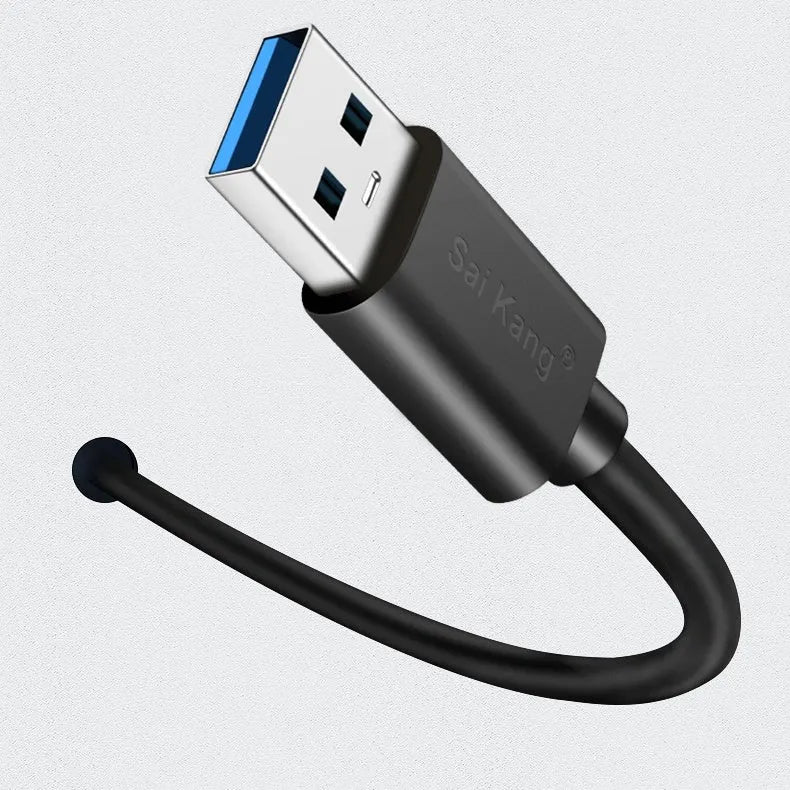 Black USB extension cable with male and female connectors, showing its length options from 1 to 5 metres.