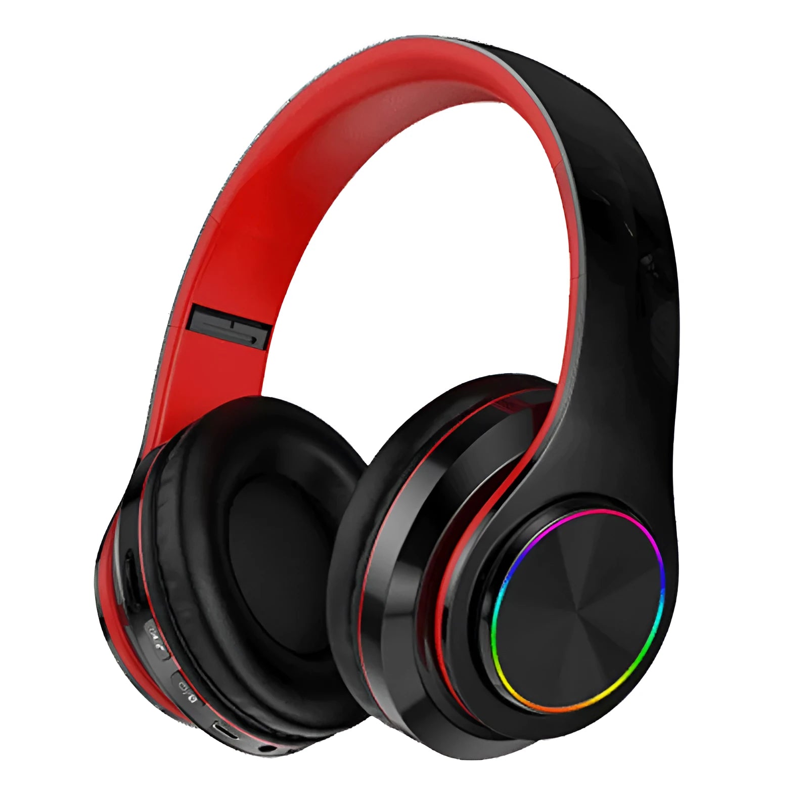 Wireless Bluetooth headset over ear head mount bilateral stereo music headset black side view