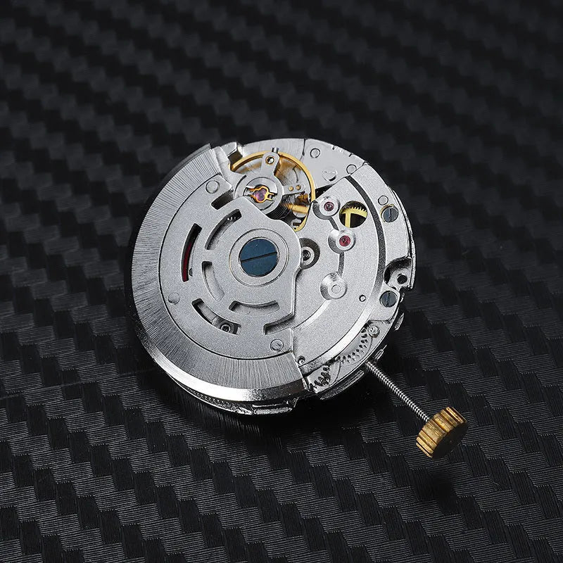 8215 automatic movement replacement in stainless steel with 25mm diameter and silver colour on a plain background