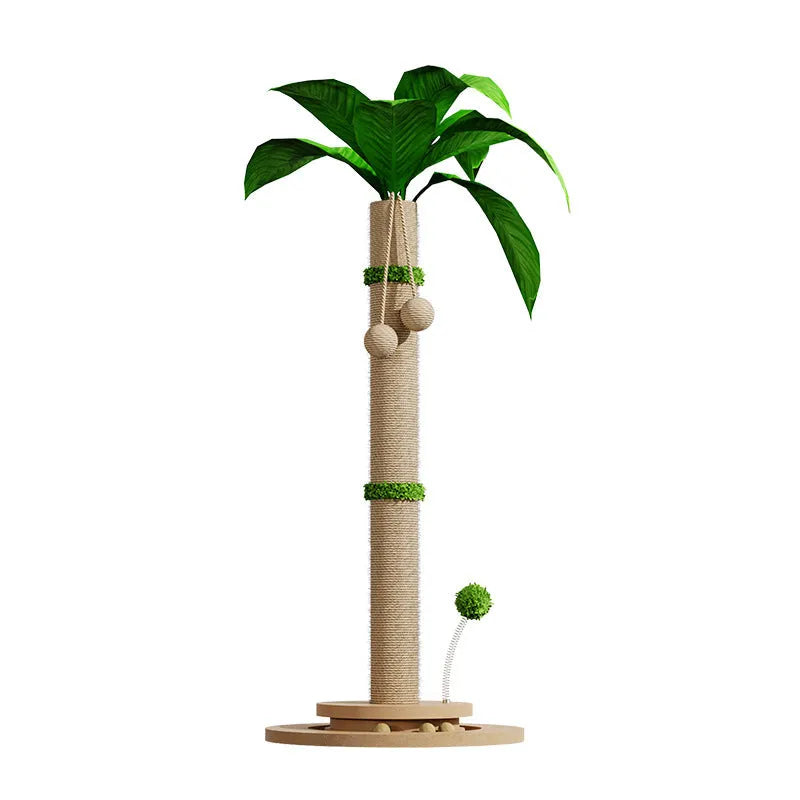 Vertical cat climbing frame with hemp rope scratcher and canna coloured chamfered column.