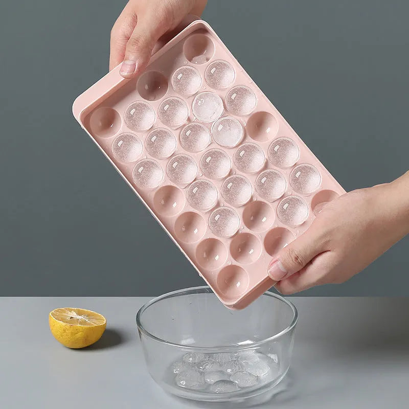 PP plastic round ball ice cube tray in sky blue with 18 grids, home bar use