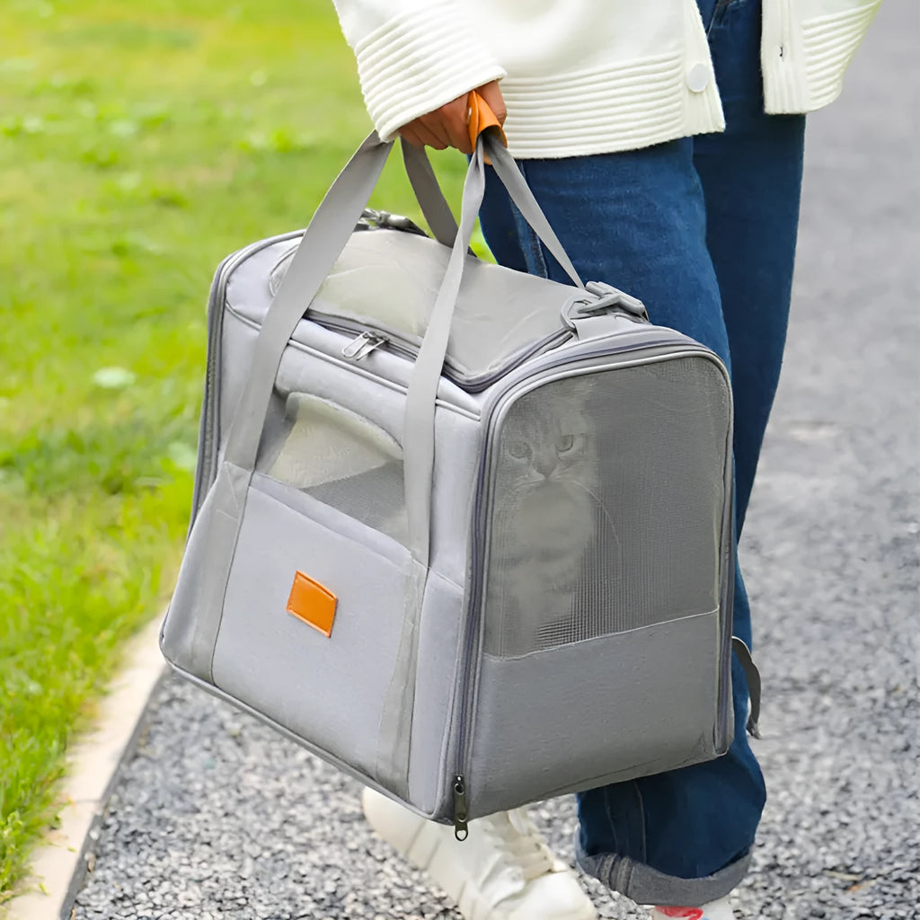 Foldable small pet diaper bag in Oxford cloth for dogs and cats, black, 45x35x33cm outdoor shoulder handbag