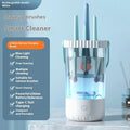 White rechargeable electric makeup brush cleaning station with automatic sanitising function