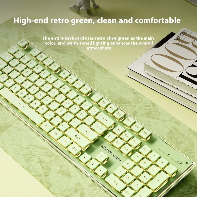 Prewalker V3 keyboard and mouse suit in retro green colour with mechanical feel keys