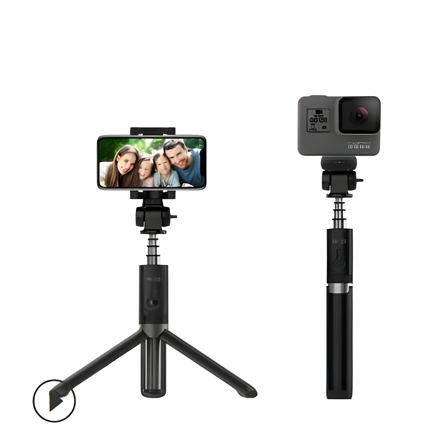 Aluminium alloy Bluetooth tripod selfie stick with remote control for mobile phones