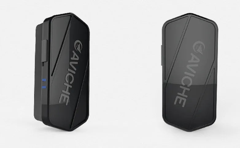 Black wearable air purifier necklace measuring 80mm long with plastic construction and portable battery operation