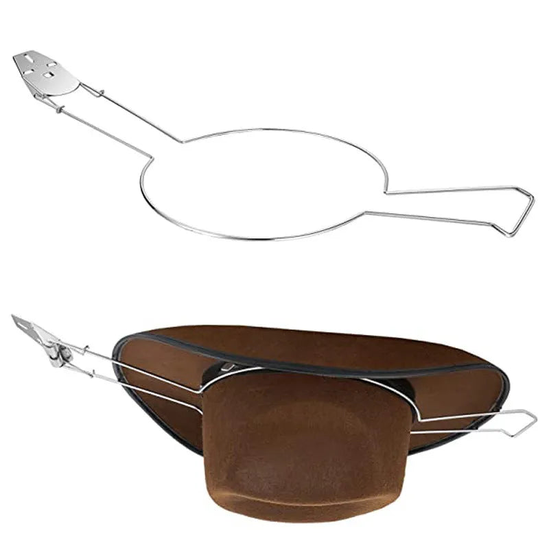 Brown chrome-plated metal hat stand for coats and hats