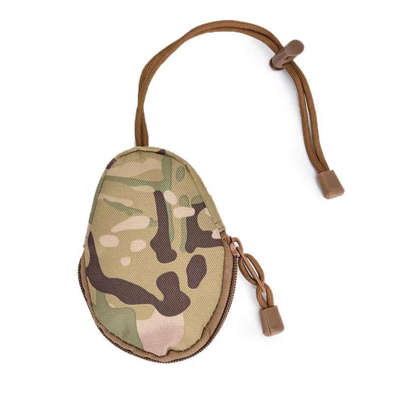 Compact Oxford cloth outdoor key bag 13cm x 8cm with telescopic rope and zipper in black colour