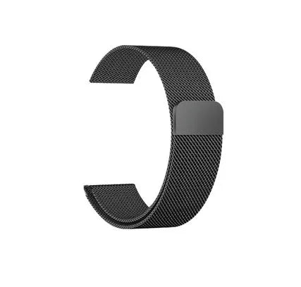 Stainless steel watch strap in silver, black, gold, and rose gold colours showing 22mm and 24mm width options.