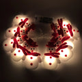 Christmas LED string lights with snowman figures, warm white glow, 1.65m length, battery powered, on a wooden mantelpiece