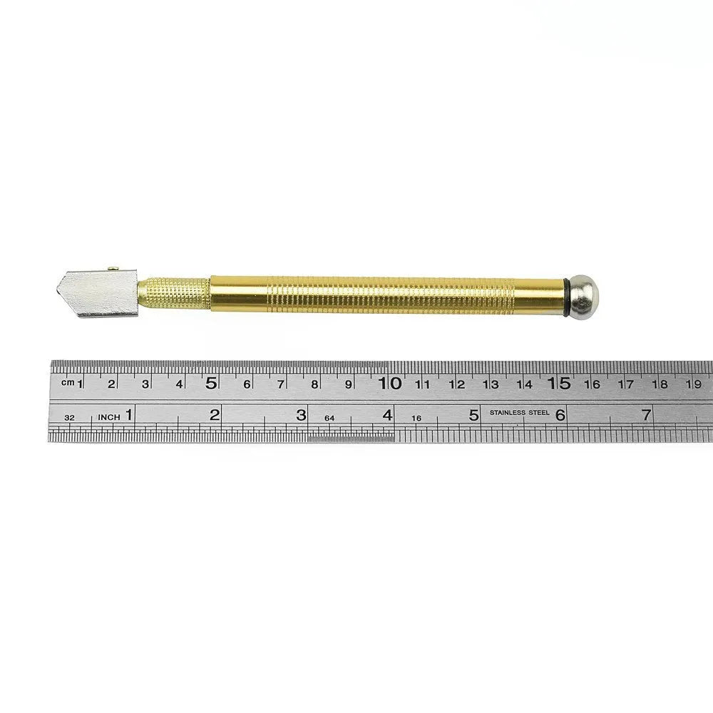 Iron glass cutter with metal handle and carbide wheel blade, size 16.5cm, for cutting 5-12mm glass