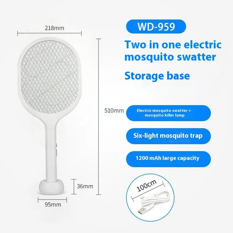 Rechargeable electric mosquito swatter with USB charging port for household insect control