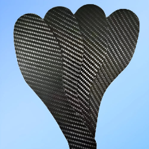Black carbon fibre running insoles showing full palm design with thickness options from 0.8mm to 1.2mm