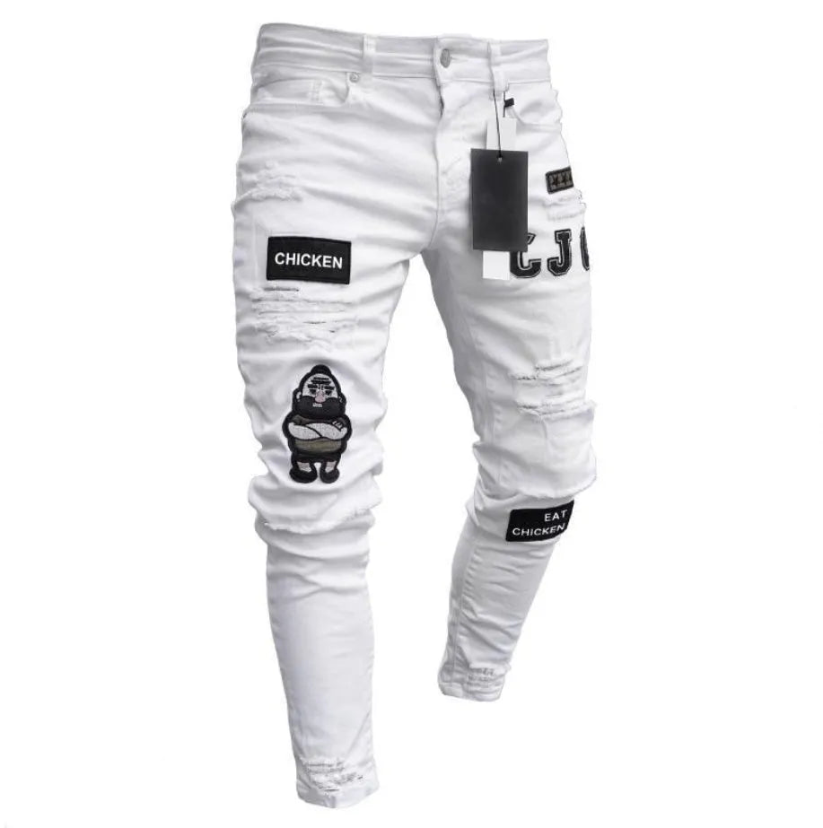 Cotton mid-rise trousers with zip fly and knee zipper detail in black front view