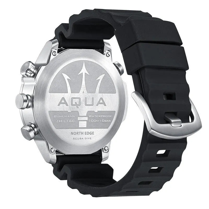 Outdoor sports smart watch with altitude and air pressure tracking, 1.46 inch screen, black dial, on wrist