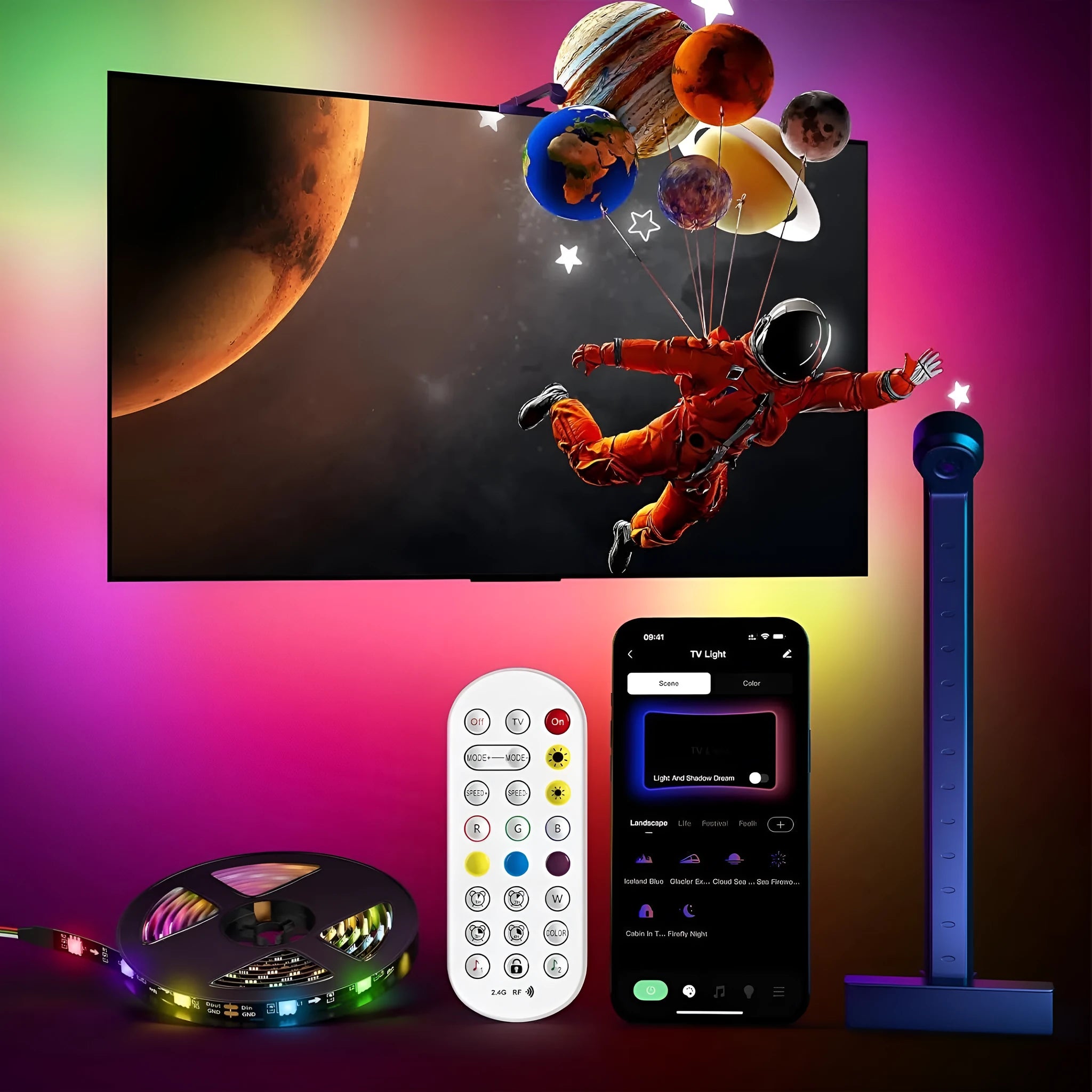 RGB ambience light strip with 30 LED beads for computer e-sports room desktop display background