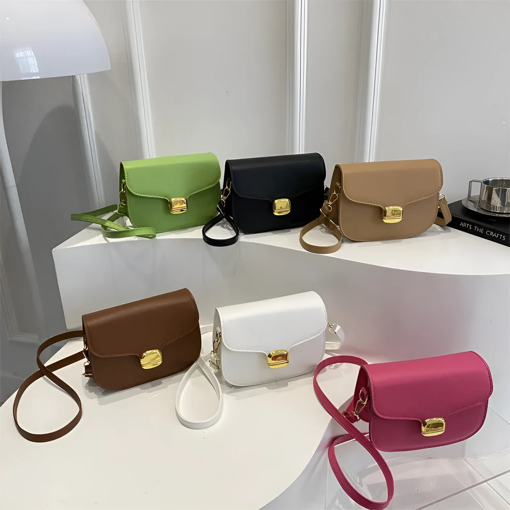 Simple PU handbag for women in khaki with zipper change bag and phone pocket