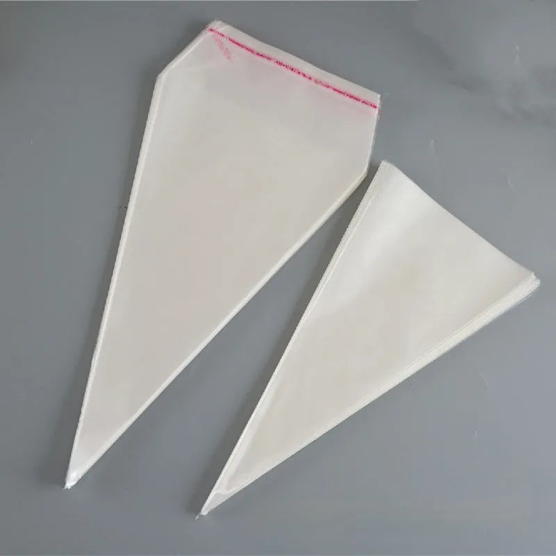 OPP triangle plastic packaging bag with integrated wire tie closure in clear material