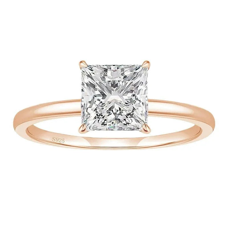 A simple geometric 925 silver women's ring in a choice of silver, gold, or rose gold finish.